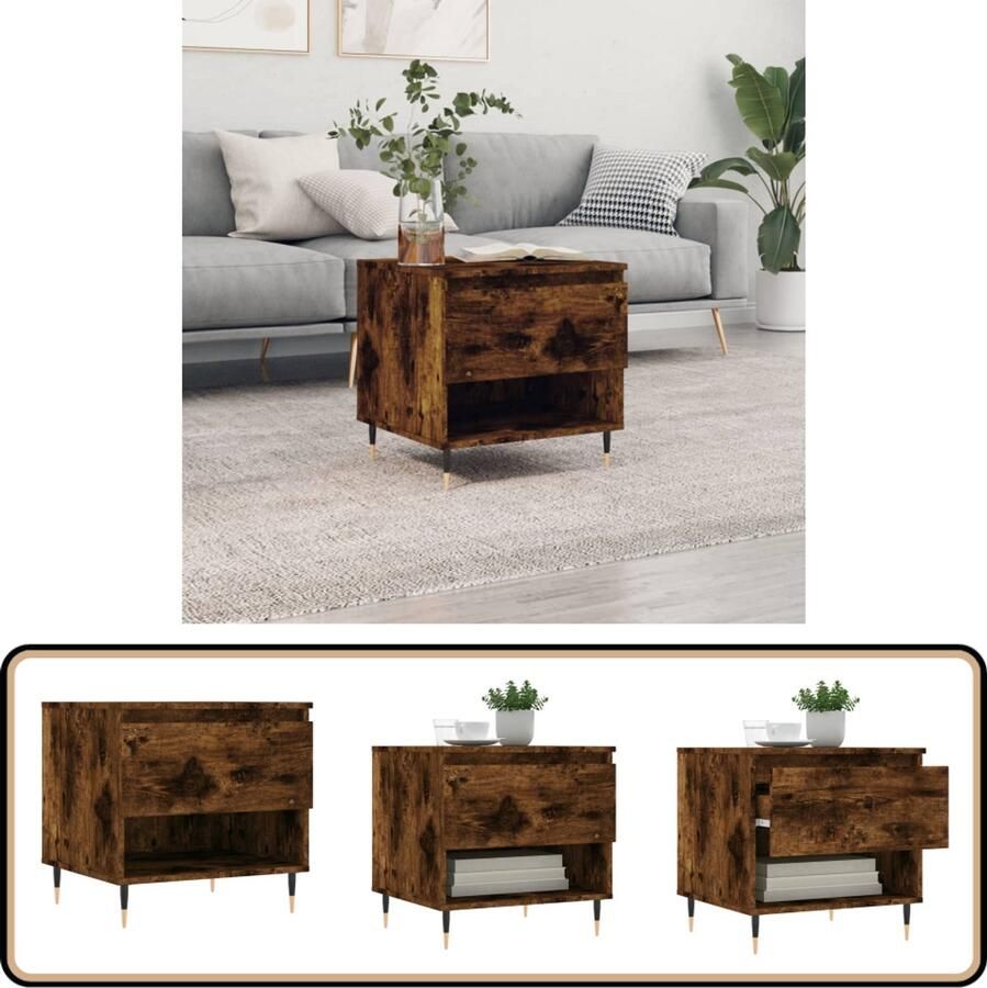 VidaXL Salontafel Gerookt Eiken 50x46x50 cm Salontafel Bijzettafel Houten Salontafel Design Salontafel Bruine Salontafel