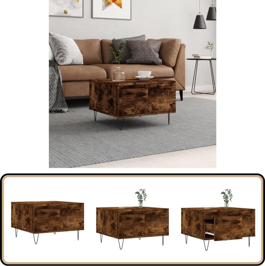 VidaXL Salontafel Gerookt Eiken 55x55x36 5 cm Salontafel Bijzettafel Eikenhouten Meubilair Bruine Salontafel Design Salontafel Kleine Salontafel