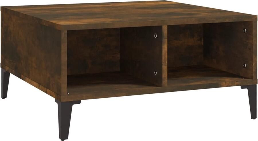 The Living Store Salontafel Gerookt eiken 60x60x30 cm Bijzettafel met opbergschappen Salontafel Bijzettafel Houten Salontafel Bruine Salontafel Met Opbergvakken - Foto 3