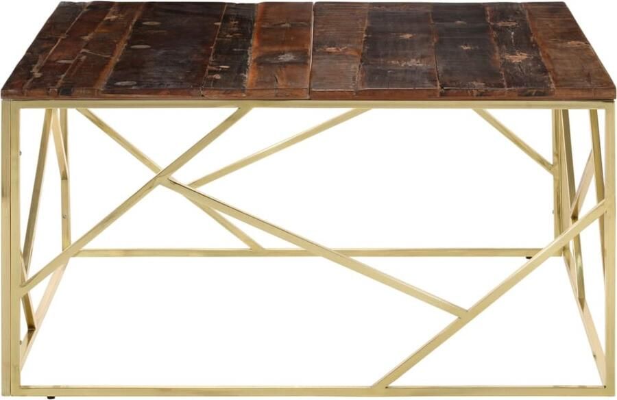 VidaXL Salontafel Goud Hout en Roestvrij Staal Salontafel Salontafels Bijzettafel Banktafel