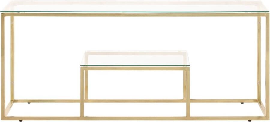 VidaXL Salontafel goud RVS en gehard glas Salontafel Bijzettafel Gouden Salontafel Roestvrijstalen Salontafel Houten Salontafel Moderne Salontafel Minimalistische Salontafel