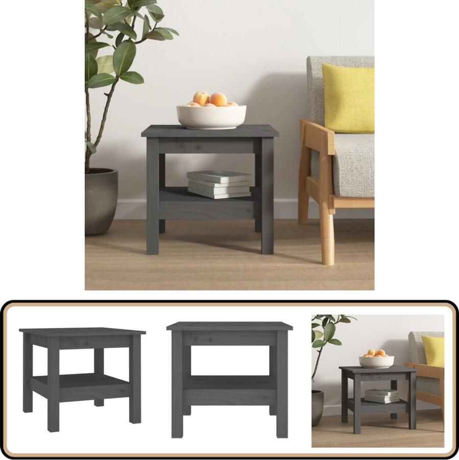VidaXL Salontafel Grenenhout 45x45x40 cm Grijs Salontafel Grijze Salontafel Houten Salontafel Grenenhouten Salontafel Met Lade Kleine Salontafel Bijzettafel Tv Tafeltje Koffietafel