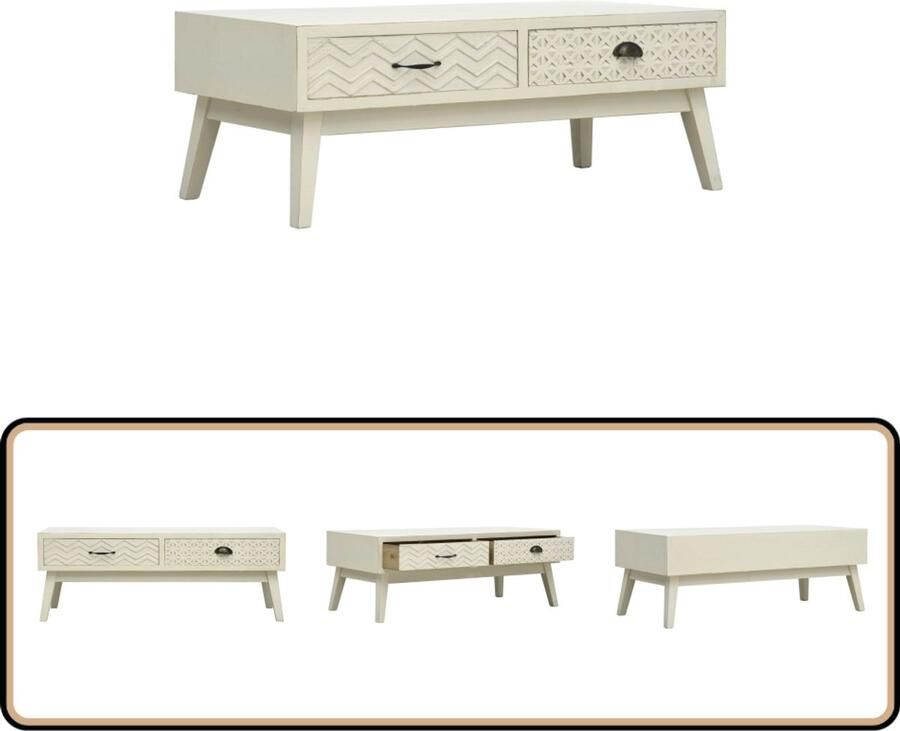 VidaXL Salontafel Grijs 110x50x40 cm 2 lades Salontafel Vintage Tafel Woonkamertafel Grijze Salontafel Houten Salontafel