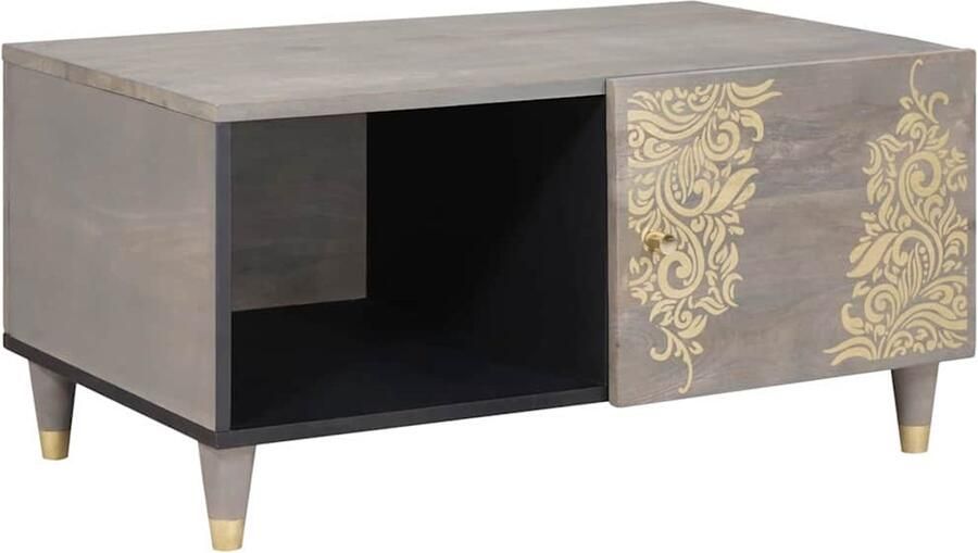VidaXL Salontafel Grijs 80 x 50 x 40 cm massief mangohout