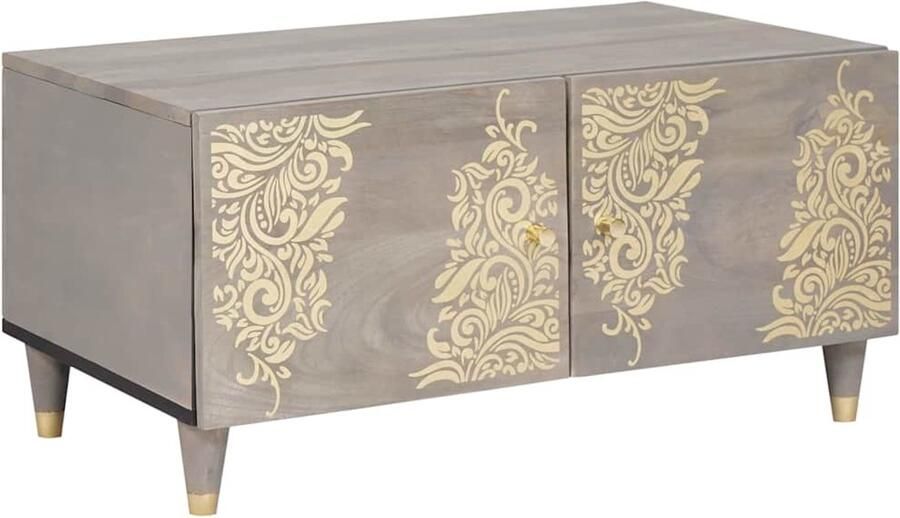 VidaXL Salontafel Grijs 80 x 50 x 40 cm massief mangohout