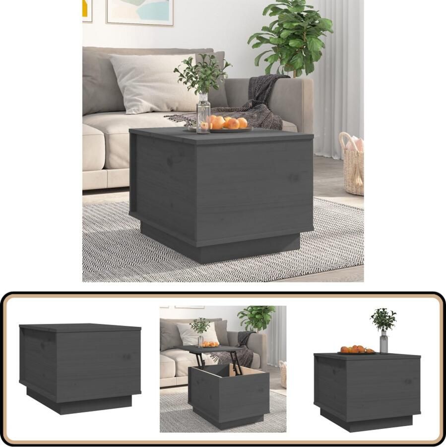 VidaXL Salontafel Grijs Massief Grenenhout 40x50x35 cm Salontafel Bijzettafel Hout Meubilair Grenoblehouten Meubel Grijze Salontafel