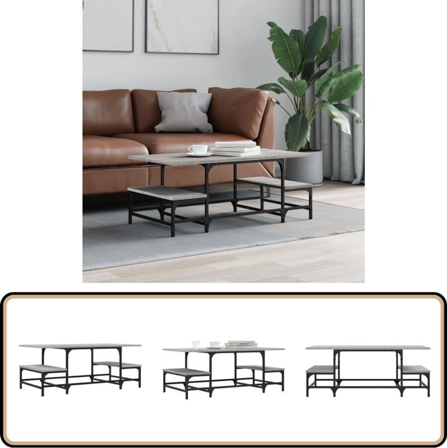 VidaXL -Salontafel-100x50 5x40-cm-bewerkt-hout-grijs-sonoma - Foto 2