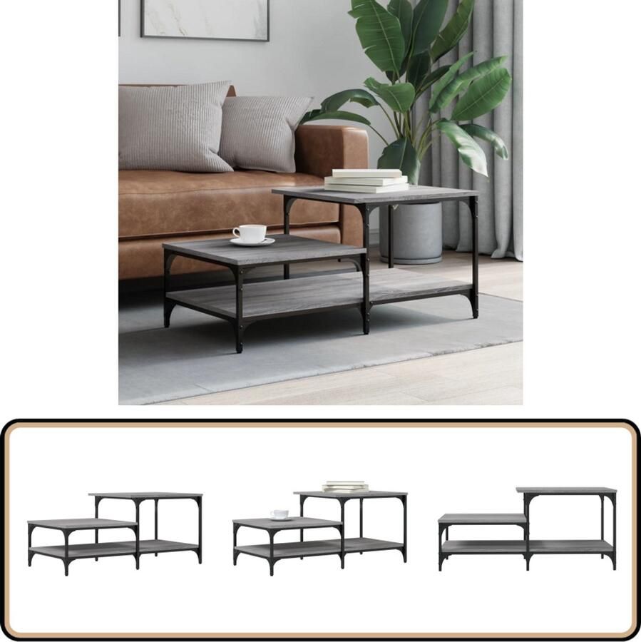 VidaXL Salontafel Grijs Sonoma 100x50 5x45 cm Salontafel Bijzettafel Houten Salontafel Grijze Salontafel Trendige Salontafel