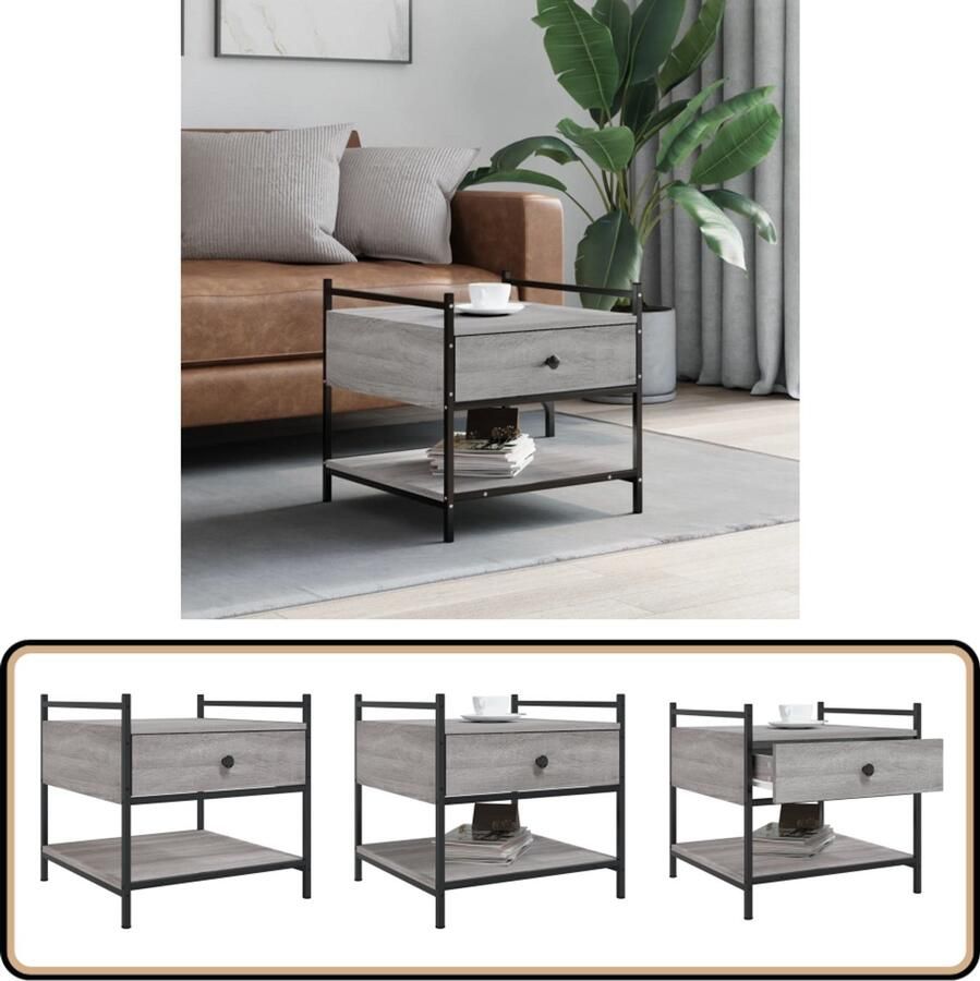 VidaXL -Salontafel-50x50x50-cm-bewerkt-hout-grijs-sonoma - Foto 2