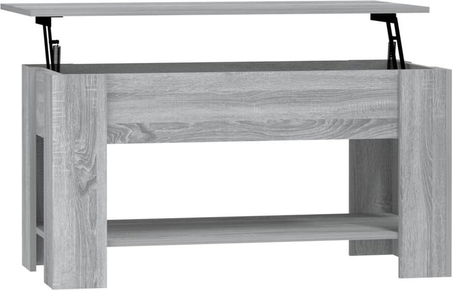 The Living Store Lift-Top Salontafel 101 x 49 x 52 cm Bewerkt hout Grijs sonoma eiken Salontafel Houten Salontafel Liftup Salontafel Grijze Salontafel Multifunctionele Salontafel - Foto 2