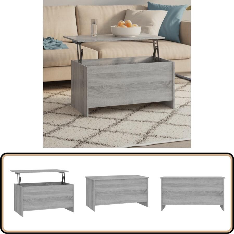 VidaXL Salontafel Grijs Sonoma Eiken 102x55 5x52 5 cm Salontafel Houten Salontafel Grijze Salontafel Liftable Salontafel Multifunctionele Salontafel Werkplektafel Eetkamertafel