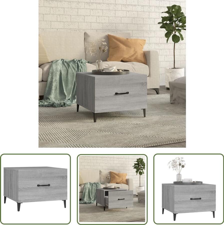 VidaXL Salontafel Grijs Sonoma Eiken 50x50x40 cm Salontafel Industrieel Houten Salontafel Grijze Salontafel Bijzettafel