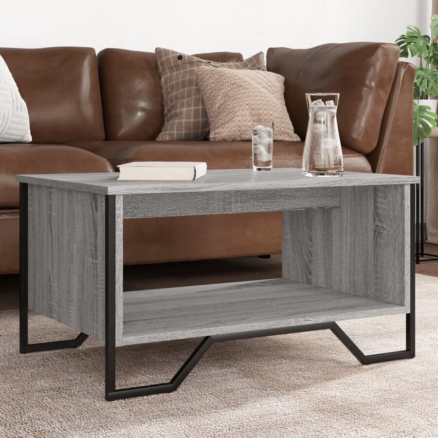 VidaXL Salontafel Grijs Sonoma Eiken 75x51x40 cm Salontafel Scandinavisch Houten Salontafel Grijze Salontafel Met Lade Tv Tafeltje Bijzettafel Living Room Furniture Interieurbouw Home Deco - Foto 2