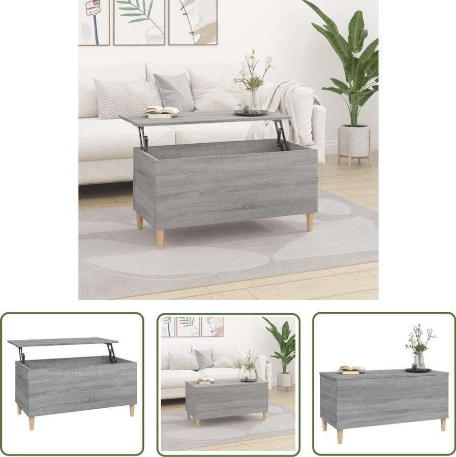 VidaXL -Salontafel-90x44 5x45-cm-bewerkt-hout-grijs-sonoma-eikenkleurig - Foto 2