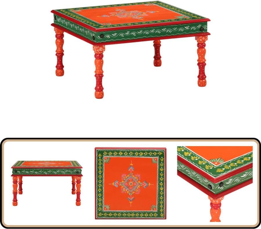 VidaXL Salontafel Handbeschilderd Mangohout Oranje Bijzet Tafelt Salontafel Mango Wood Furniture Hand Painted Furniture Bohemian Style