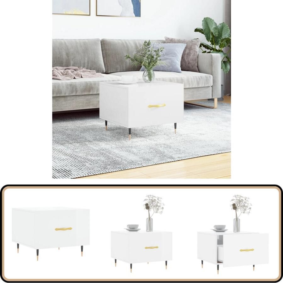 VidaXL Salontafel Hoogglans wit 50x50x40 cm Salontafel Bijzettafel Koffietafel Houten Salontafel Witte Salontafel Moderne Salontafel Design Salontafel Livingroom Furniture Meubilaar Huishoudelijke Artikelen