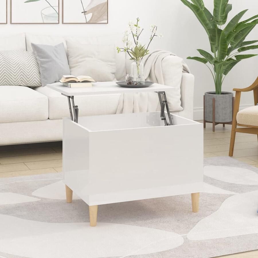 VidaXL Salontafel Hoogglans Wit 60x44 5x45 cm Salontafel Lift-top Tafel Witte Salontafel Houten Salontafel Design Salontafel Multifunctionele Salontafel - Foto 2