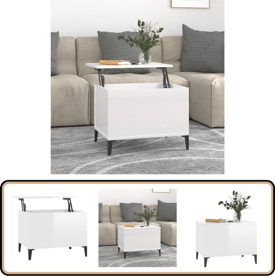 VidaXL Salontafel Hoogglans Wit 60x44 5x45 cm Salontafel Lift-top Tafel Witte Salontafel Houten Salontafel Design Salontafel