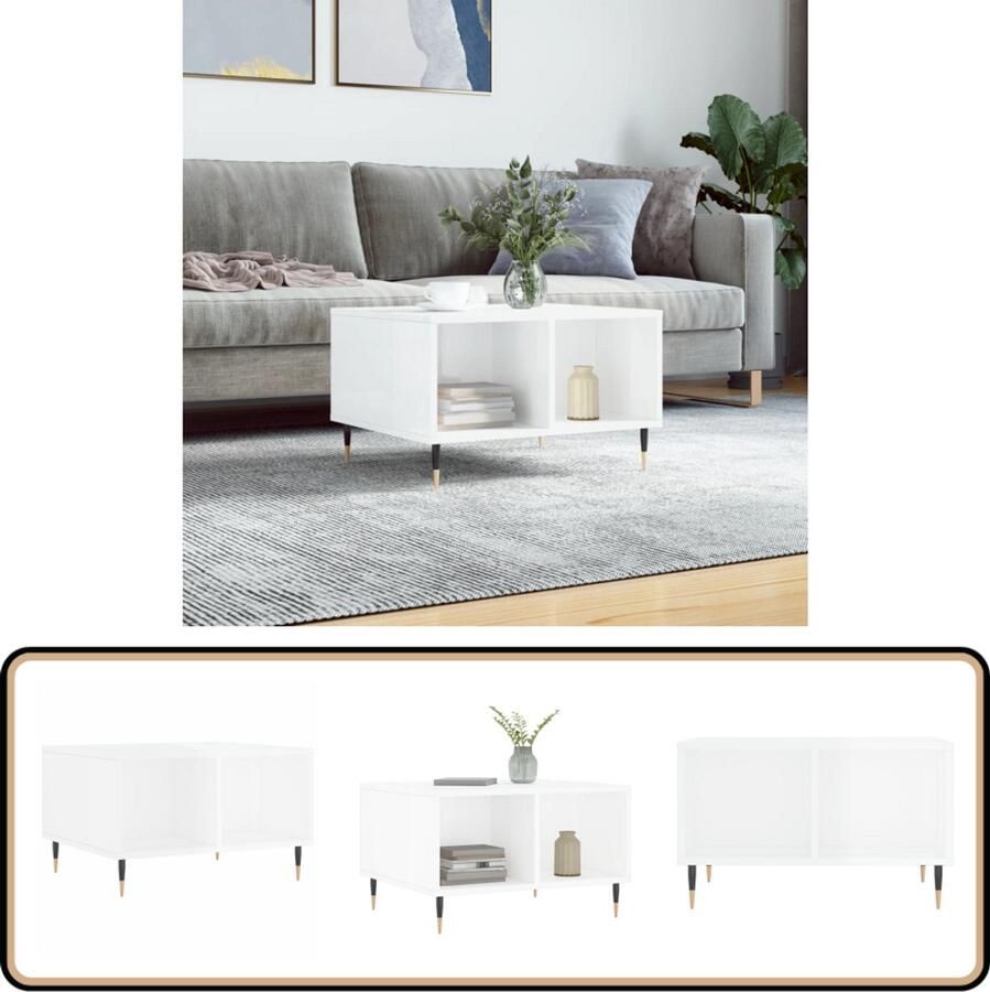 VidaXL Salontafel Hoogglans Wit 60x50x36 5 cm Salontafel Bijzettafel Houten Salontafel Wit Salontafel Modern Design Multifunctionele Salontafel Living Room Furniture