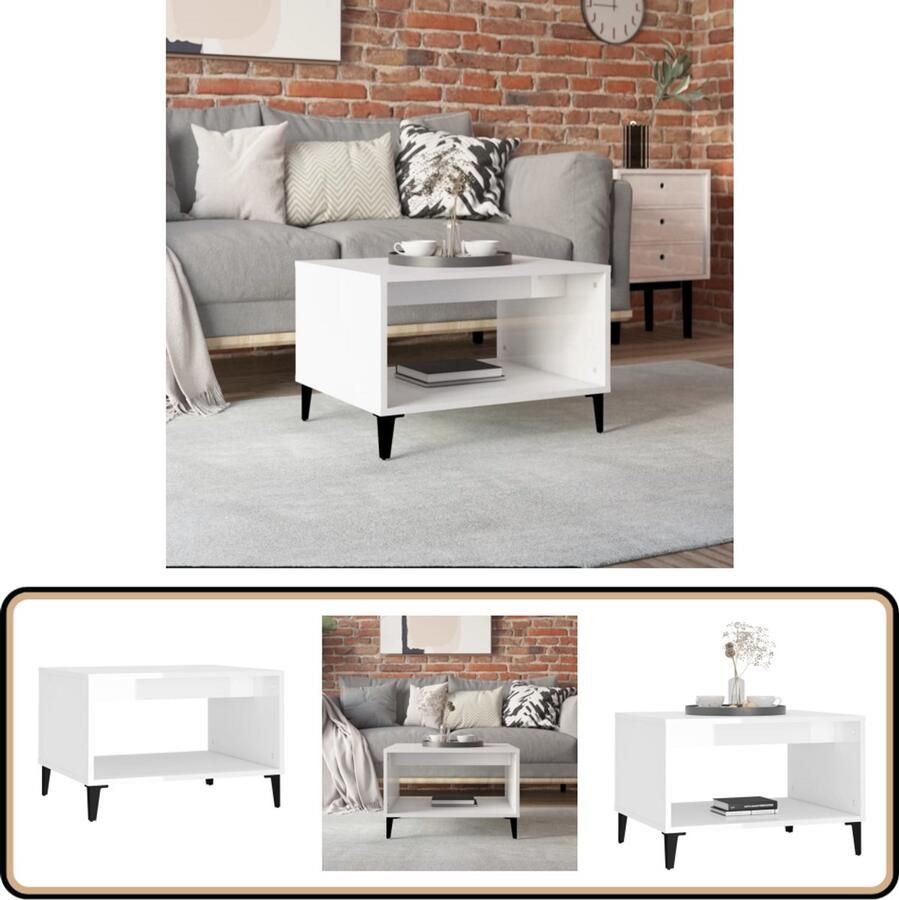 VidaXL Salontafel Hoogglans Wit 60x50x40 cm Salontafel Houten Tafel Witte Tafel Bijzettafel Livingroom Furniture Design Meubelen Modern Tafellamp