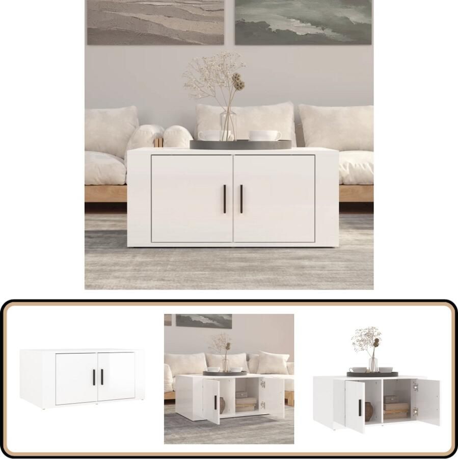 VidaXL Salontafel Hoogglans Wit 80x50x36 cm Salontafel Bijzettafel Houten Salontafel Witte Salontafel Design Salontafel