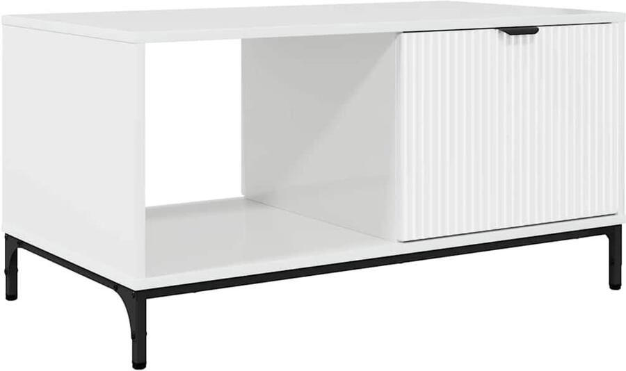 VidaXL Salontafel Hoogglans wit 90 x 49 x 46 cm Bewerkt hout