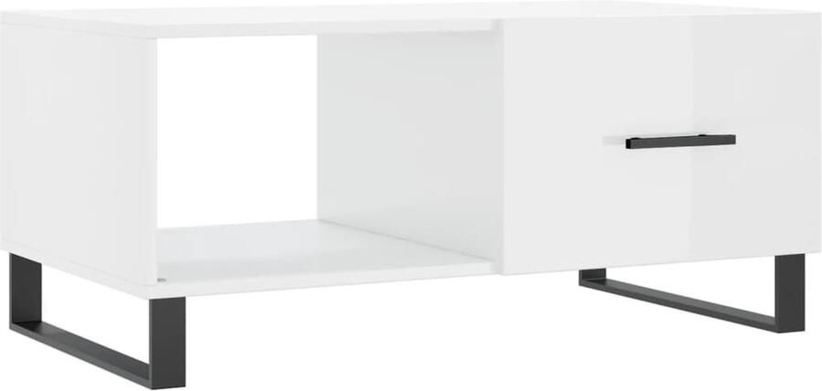 VidaXL Salontafel Hoogglans Wit 90x50x40 cm Salontafel Bijzettafel Houten Salontafel Witte Salontafel Modern Salontafel Elegante Salontafel Met Lade - Foto 2
