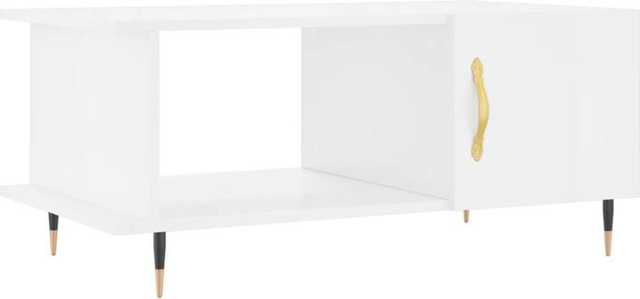 VidaXL Salontafel Hoogglans Wit 90x50x40 cm Salontafel Bijzettafel Koffietafel Hoogglans Wit Salontafeltje Meubilair Livingroom Furniture Houten Tafel Metalen Poten