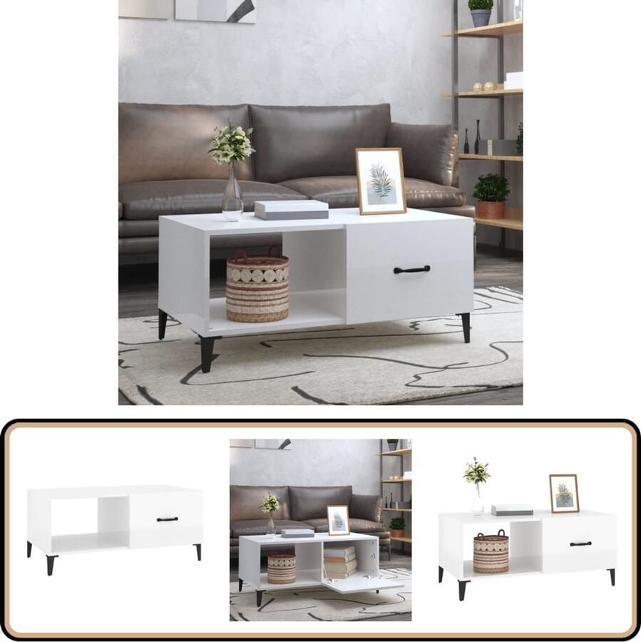 VidaXL Salontafel Hoogglans Wit 90x50x40 cm Salontafel Hoogglanssalontafel Witte Salontafel Houten Salontafel Metalen Salontafel Design Tafel Livingroom Meubilair Interieurdecoratie Koffietafel Tv Tafellaar