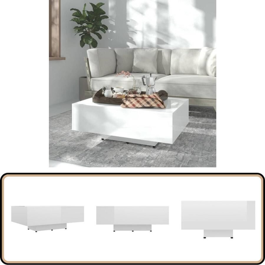 VidaXL Salontafel Hoogglans Wit Bewerkt Hout 85x55x31 cm Salontafel Banktafel Koffietafel Houten Salontafel Witte Salontafel Kleine Salontafel Nowoczesna Stolik Kawowy Living Room Furniture Interieurdecoratie Meubilaar