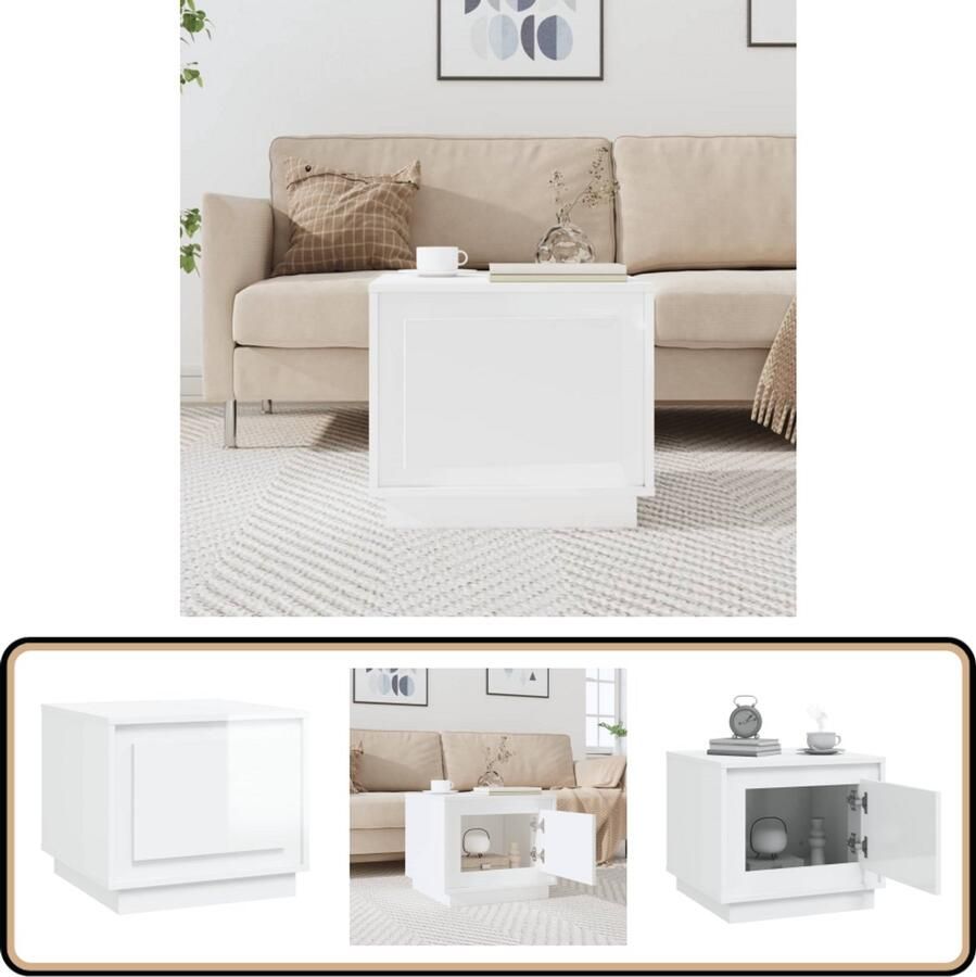 VidaXL Salontafel Hoogglans Wit Bewerkt Hout Salontafel Houten Salontafel Wit Lage Salontafel Tv Tafeltje Sidetable