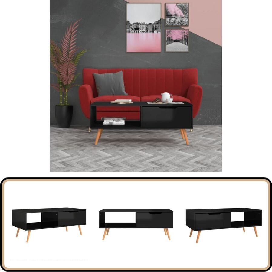 VidaXL Salontafel Hoogglans Zwart 100x50x43 cm Salontafel Koffietafel Houten Salontafel Zwarte Salontafel Hogglans Salontafel Livingroom Meubilair Woonaccessoires Lounge Furniture Tv Stand Side Table