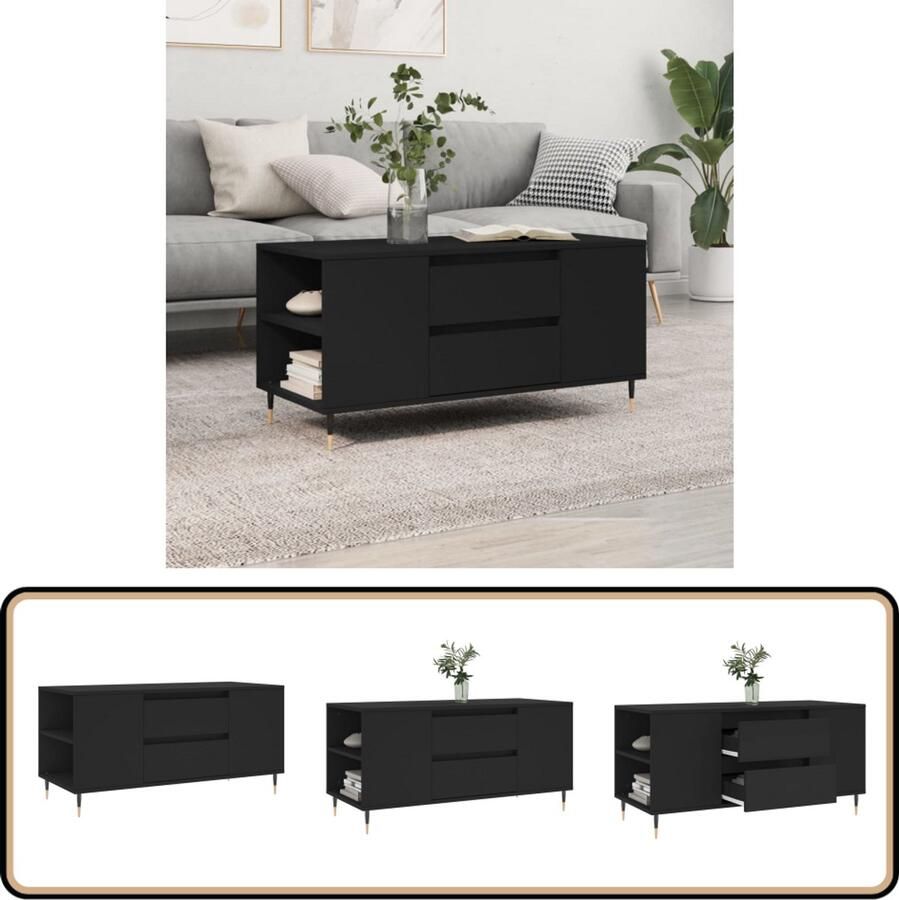 VidaXL Salontafel Hout en Metaal Zwart Salontafel Zwarte Salontafel Houten Salontafel Design Salontafel Bijzettafel