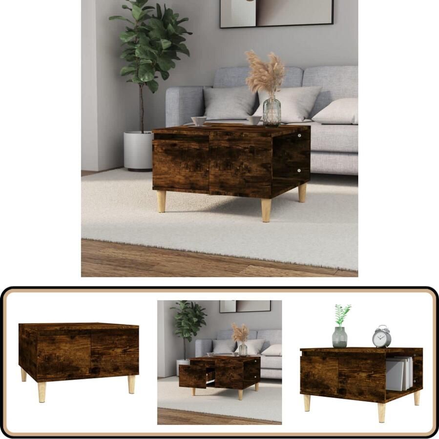 VidaXL Salontafel Hout Gerookt Eiken 55x55x36 5 cm Salontafel Scandinavisch Design Houten Salontafel Gerookte Eiken Kleur Tv Tafeltje