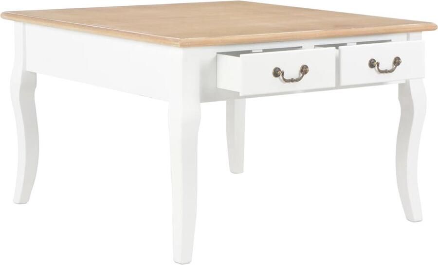 VidaXL Salontafel Hout Wit 80x80x50 cm 4 lades Salontafel Houten Salontafel Koffietafel Vintage Salontafel Retro Salontafel Witte Salontafel Bruine Salontafel Met Lades Opbergruimte Livingroom Furniture Interieurdecoratie