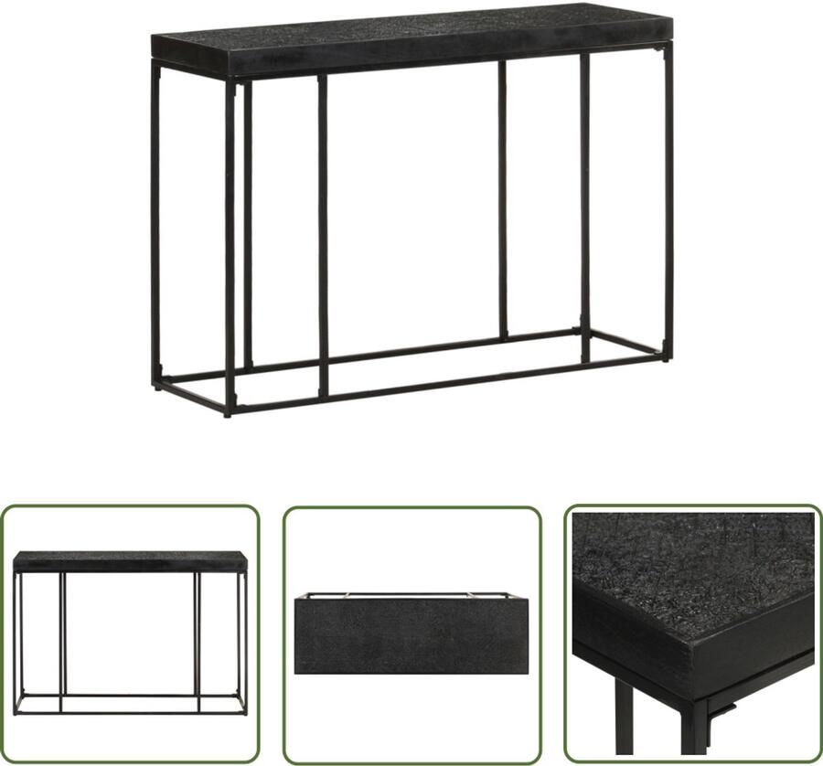 The Living Store Wandtafel 110x35x76 cm massief acaciahout en mangohout zwart Houten Bijzet Tafeltje Salontafel Industriële Bijzettafel Kleine Bijzettafel Zwarte Bijzettafel