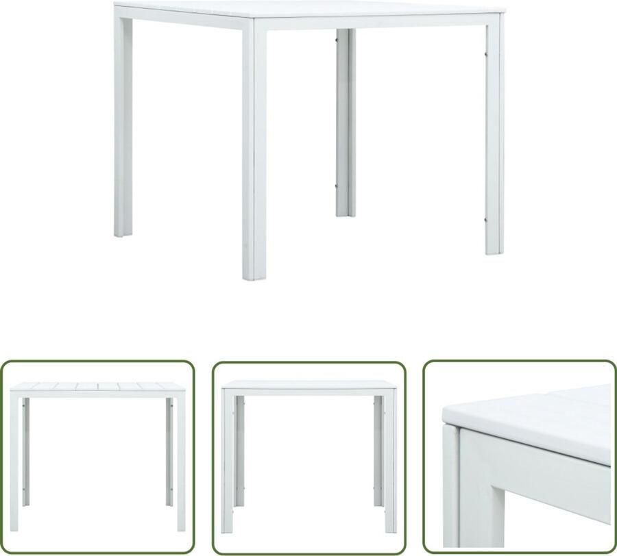 VidaXL Salontafel Houtlook 78x78x74 cm Wit Salontafel Buitentafel Tuintafel Houten Look Witte Salontafel Kunststoffen Meubilair Terrasmeubelen