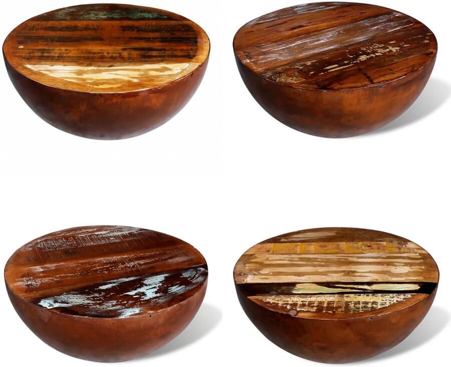 The Living Store Salontafel Exotisch Gerecycled Hout 60 x 28 cm Vintage Stijl Salontafel Houten Salontafel Retro Salontafel Vintage Salontafel Exotische Salontafel - Foto 2