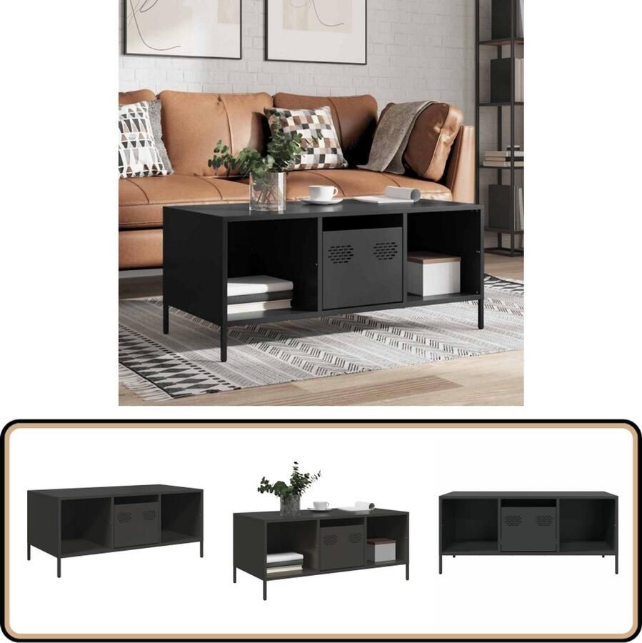 VidaXL Salontafel Koudgewalst Staal Zwart Salontafel Salontafels Bijzettafel Banktafel