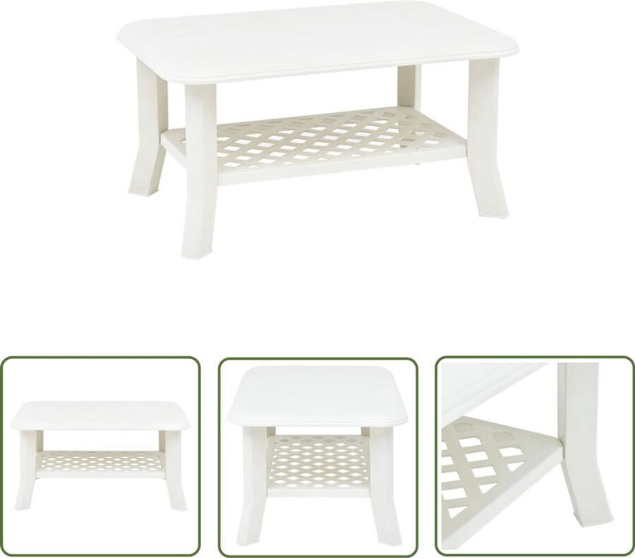 VidaXL Salontafel Kunststof 90x60x46 cm Wit Salontafel Buitentafel Tuintafel Koffietafel Kunststoffen Tafels Witte Meubelen Terrasdecoratie Balkon Decoratie - Foto 2