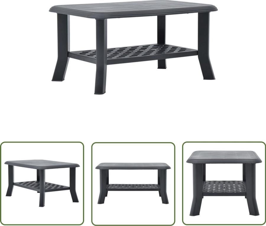 VidaXL Salontafel Kunststof Antraciet 90x60x46 cm Buitentafeltje Tuintafel Salontafel Kunststoffen Tafels Weersbestendige Tafel Zwarte Tafel Moderne Tafel Praktische Tafel Opslagruimte