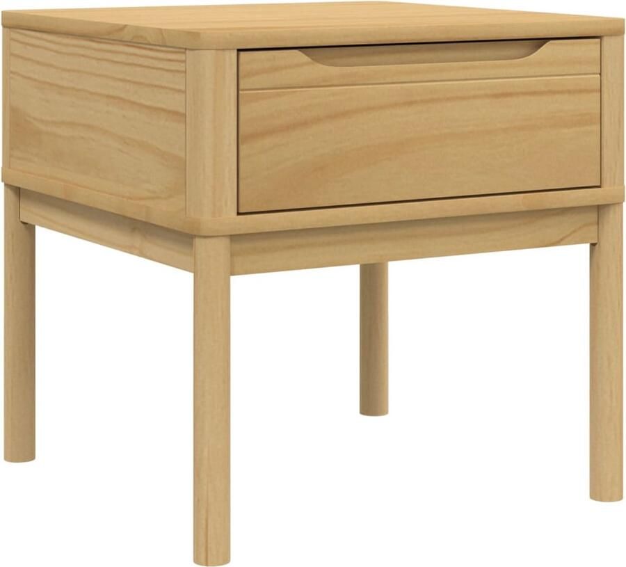 The Living Store Lamptafel FLORO 55x55x54 cm massief grenenhout wasbruin Opbergkast Nachtkastje Salontafel Hout Grenenhout