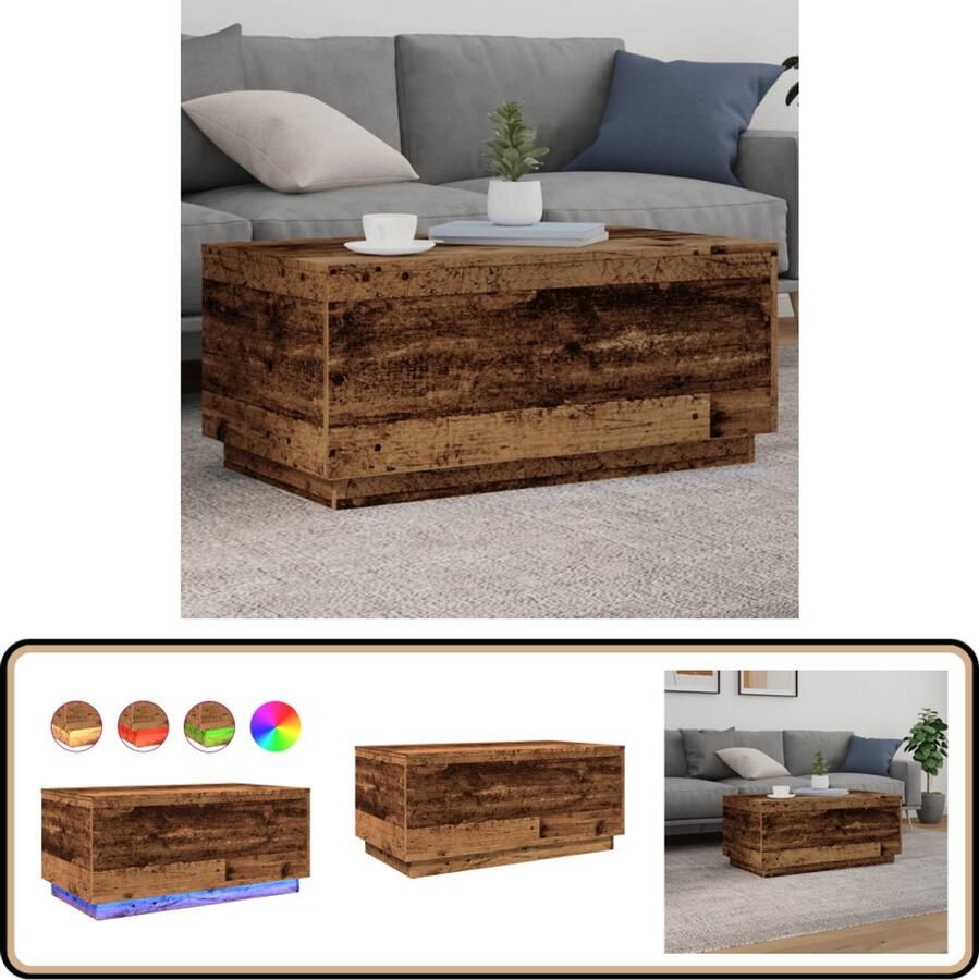 VidaXL Salontafel LED-verlichting 90x50x40 cm Salontafel Salontafels Bijzettafel Salontafel