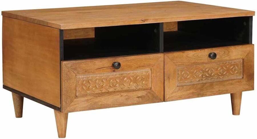 VidaXL Salontafel Lichtbruin 80 x 54 x 40 cm massief mangohout