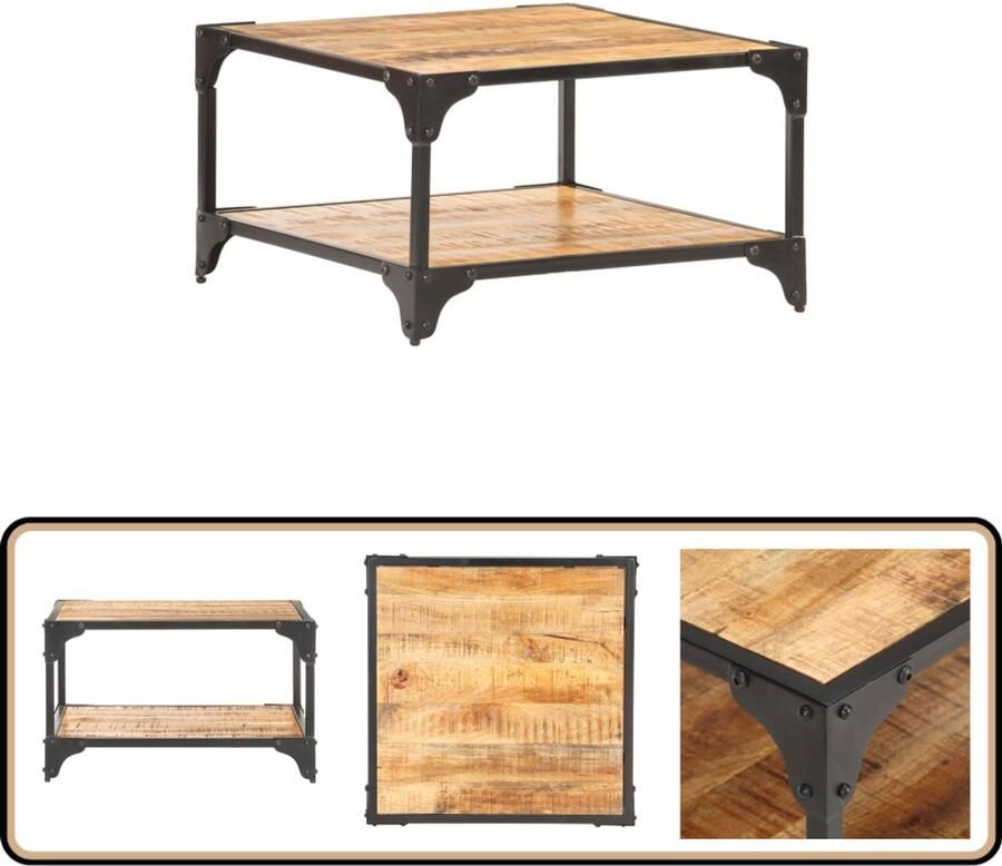 VidaXL Salontafel Mangohout 60x60x35 cm Salontafel Industrieel Design Mangohouten Meubilair Bruine Salontafel Ruwe Tafel