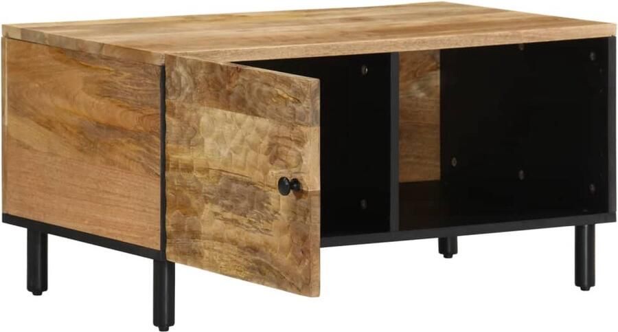 VidaXL Salontafel Mangohout 80x50x40 cm Salontafel Mangohout Bijzettafel Houten Salontafel Opbergruimte Vintage Salontafel Industriële Salontafel