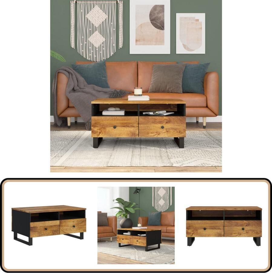 VidaXL Salontafel Mangohout 80x54x40 cm Salontafel Mango Wood Houten Salontafel Bijzettafel Tv Tafeltje