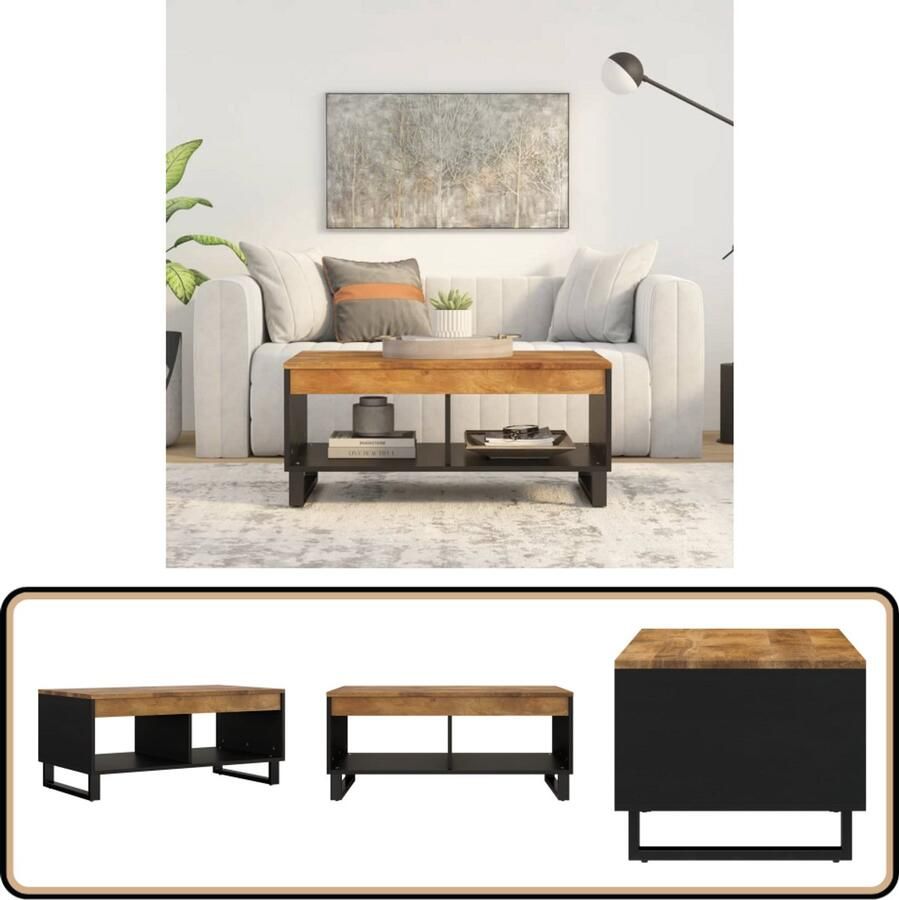 VidaXL Salontafel Mangohout 90x50x40 cm Salontafel Mangohouten Meubilair Houten Salontafel Bijzettafels Interieurdecoratie