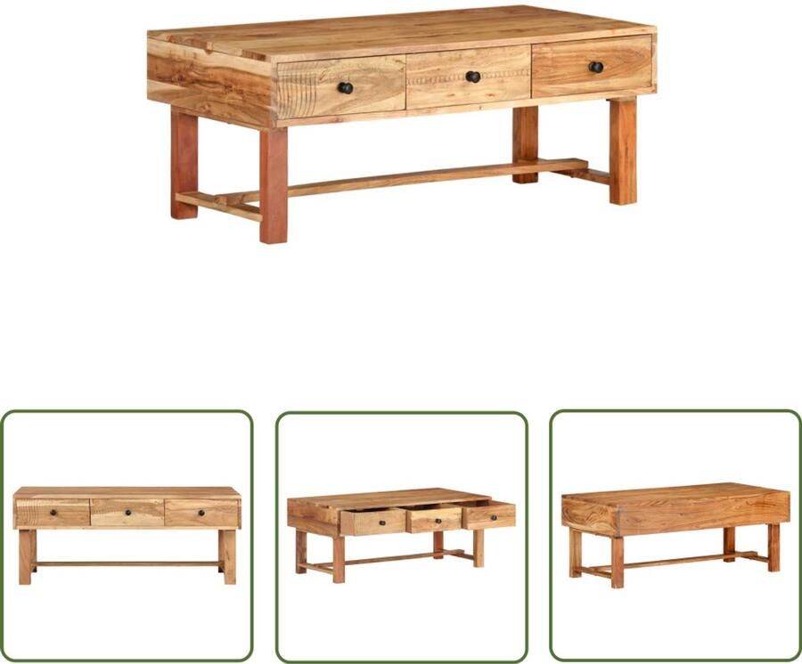 VidaXL Salontafel Massief Acaciahout 100x50x40 cm Salontafel Acacia Hout Bruine Salontafel Massieve Salontafel Vintage Salontafel