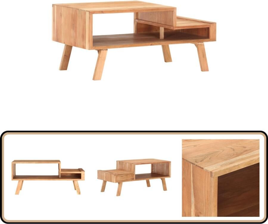 VidaXL Salontafel Massief Acaciahout 100x50x45 cm Salontafel Acacia Hout Massief Hout Salontafeltje Koffietafel